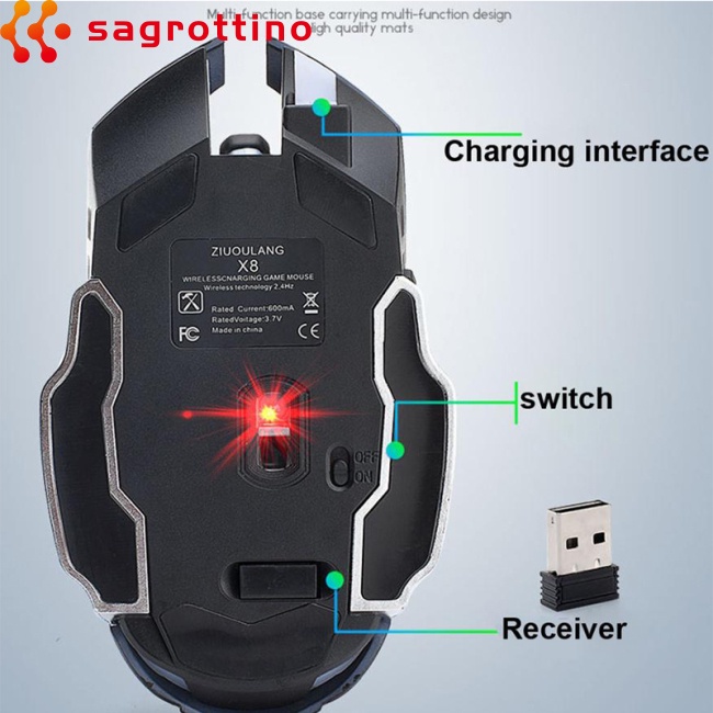 HOG Rechargeable Wireless Silent LED Backlit Gaming Mouse USB Optical Mouse for PC