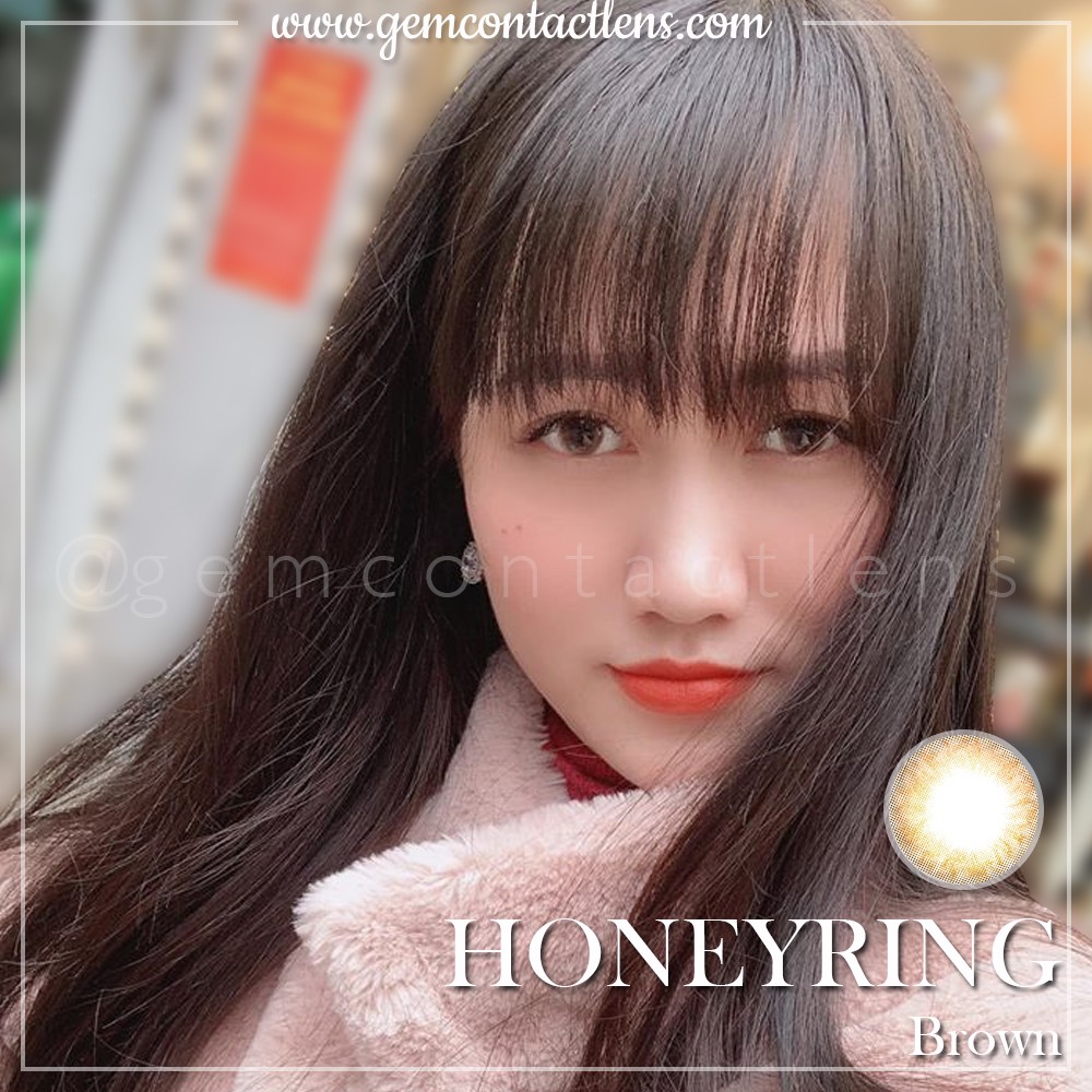 Áp Tròng Giãn Nhẹ HONEY RING BROWN Nội Địa Hàn OLENS HSD 3-6 Tháng Đủ Độ Có Lệch Lens Nâu Mật Ong Tự Nhiên Mắt Nhạy Cảm