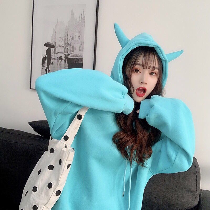 Áo sweater COZOKC tay dài dáng rộng màu trơn thời trang trẻ trung