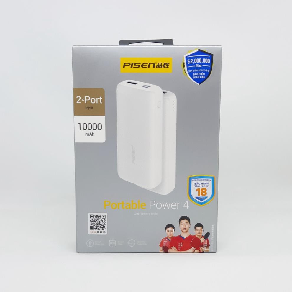 Free ship Sạc dự phòng Pisen Portable Power 4 10000mAh - Hàng chính hãng