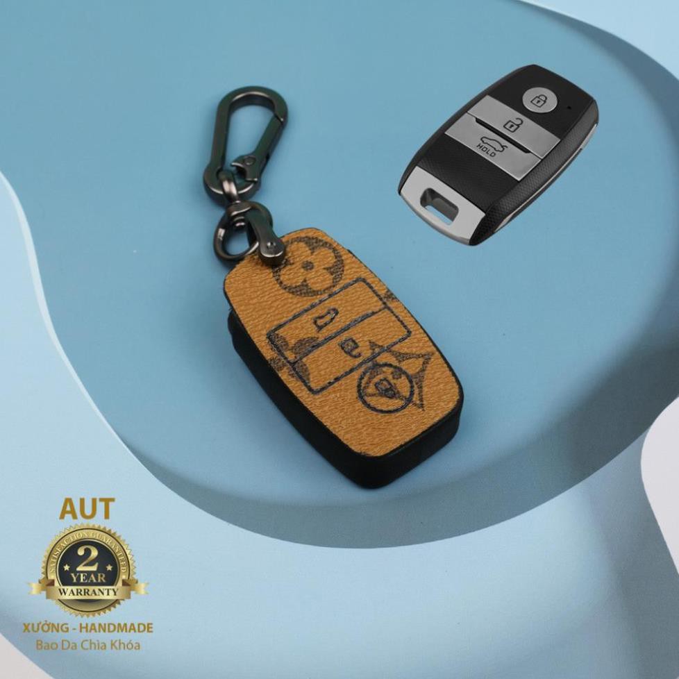 Bao da chìa khóa Smartkey Kia 3 nút (Kia Morning, Seltos, Soluto, Rio, Cerato, Optima, Rondo, Sorento) da Canvas L V