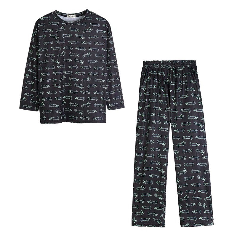 Bộ đồ mặc nhà dài tay chất cotton mềm mịn họa tiết hình thú dễ thương BD931
