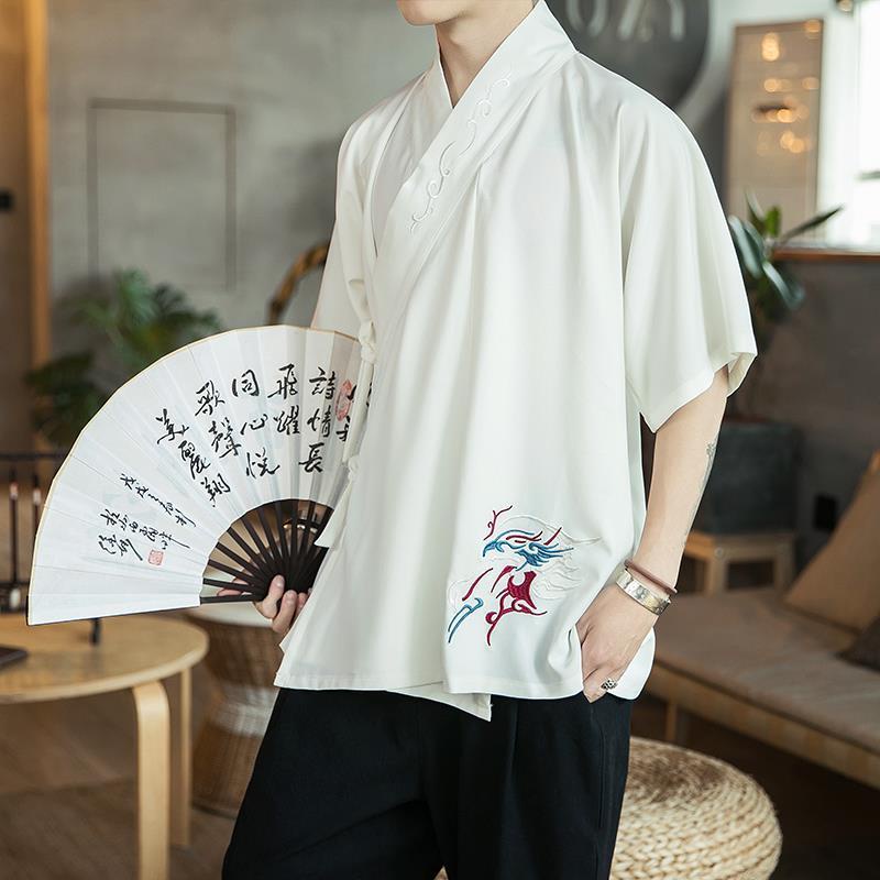 Áo khoác hán phục thêu họa tiết phong cách Trung Hoa cổ điển thời trang cho nam