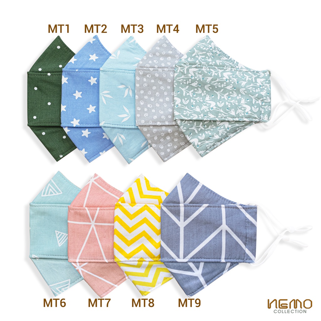 Khẩu Trang Vải 4D NEMO Handmade, Size Người Lớn, Chống Nắng, Lọc Khuẩn, Thoáng Khí Không Gây Mụn - KTWA