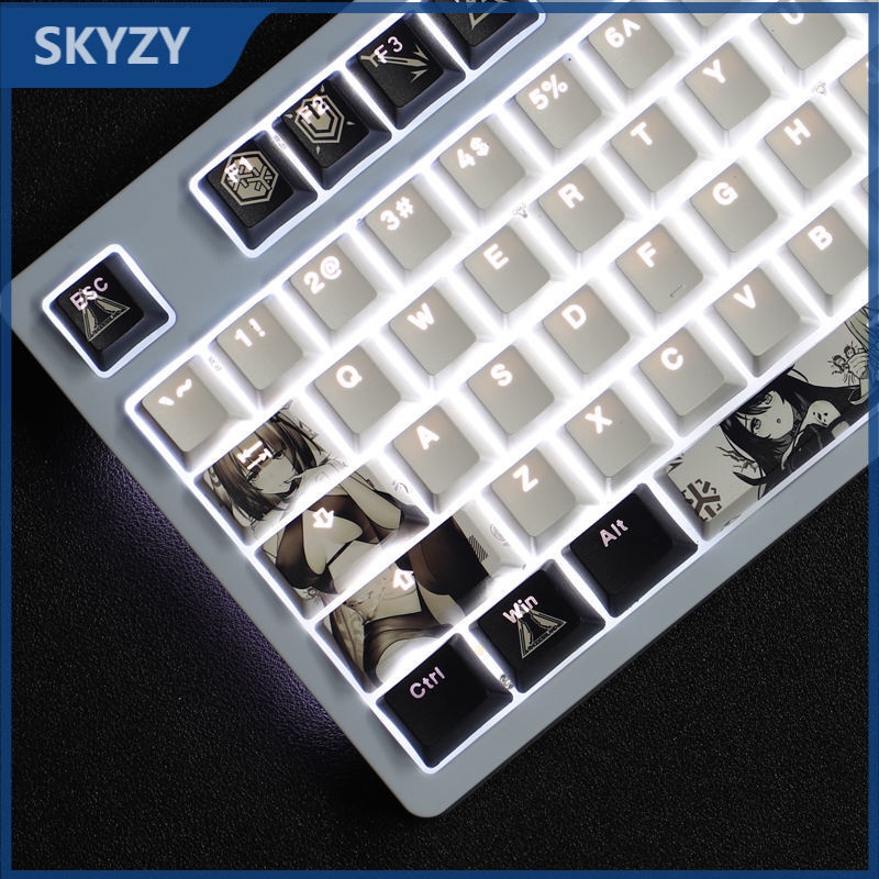 Keycap chủ đề Arknights Hình ảnh động Cherry chiều cao PBT Dye Sublimation Truyền ánh sáng keycap 104 phím