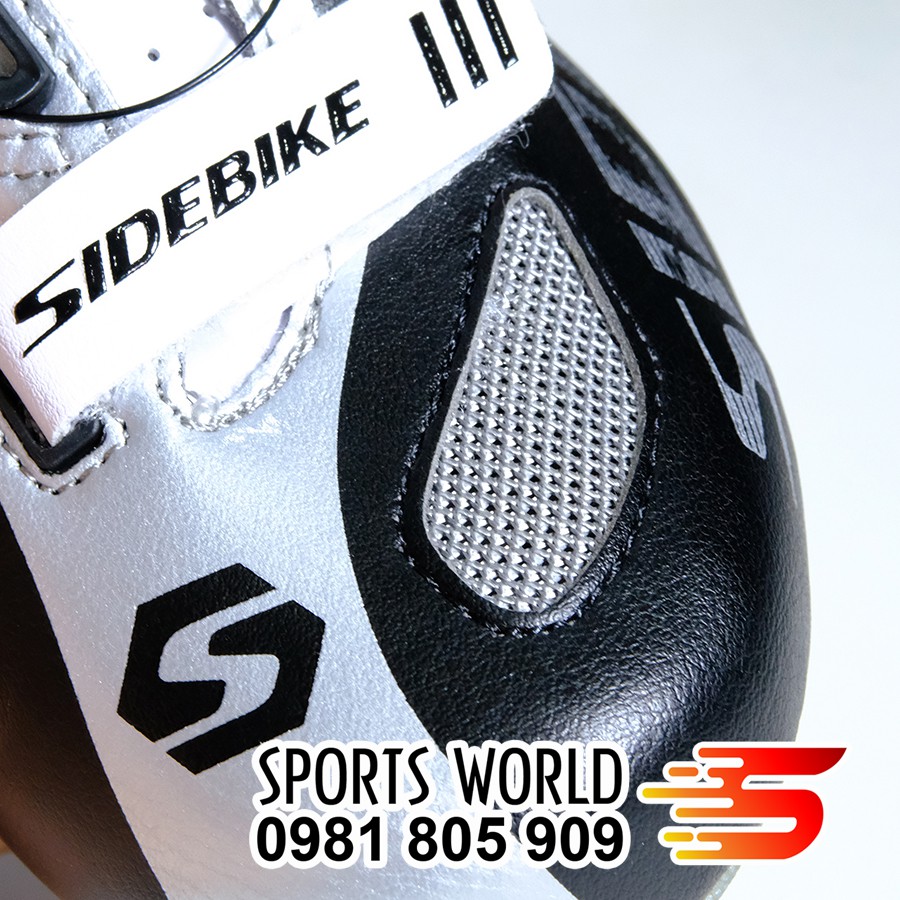 Giày can đạp xe, đế CARBON, 2 khóa vặn, dòng Road - SIDEBIKE SD-002-Bạc