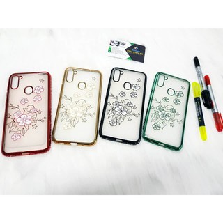 Ốp lưng dẻo hoa viền đính đá tuyệt đẹp cho Samsung A11