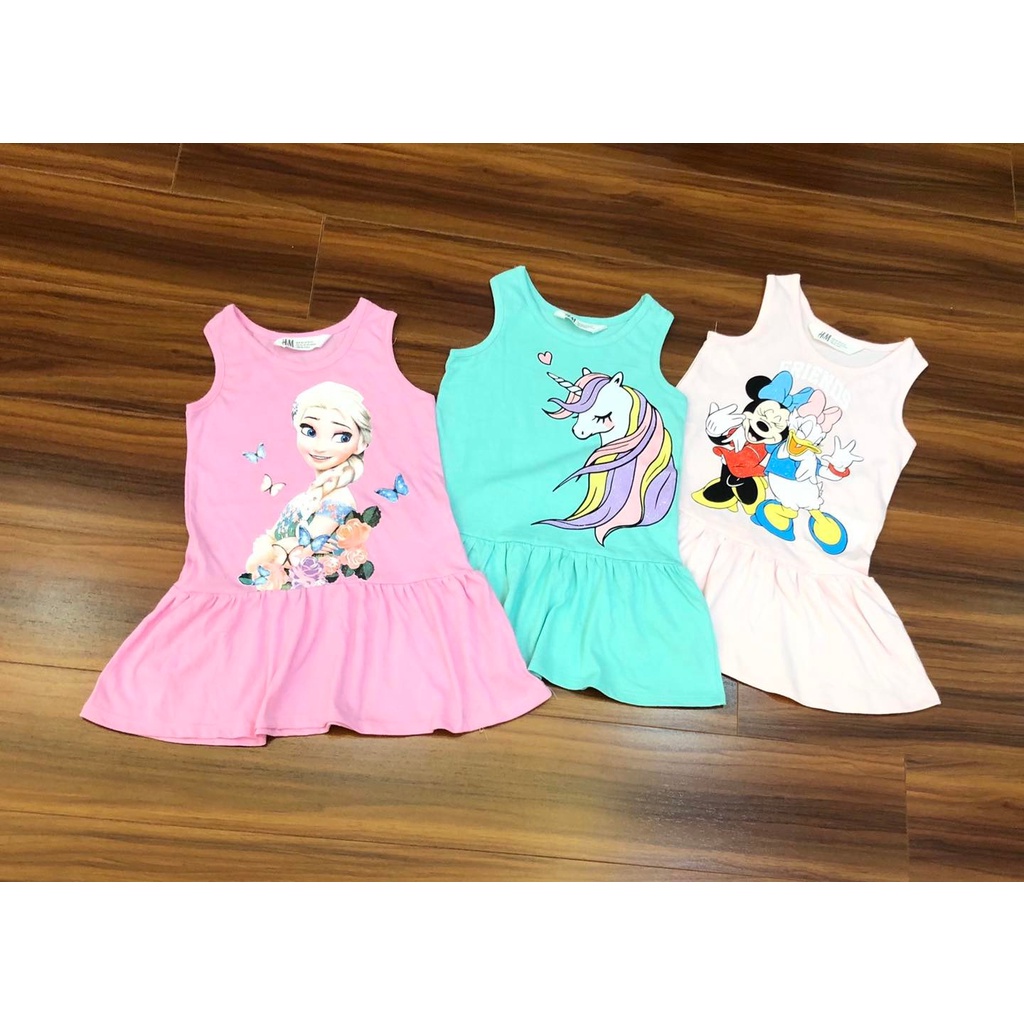 Váy bé gái ba lỗ H.M, váy sát nách chất cotton xuất 100% mềm mát, cho bé gái 1 - 10 tuổi (10-40kg)