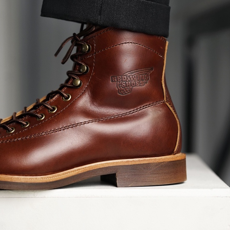 Giày boot nam cao cổ màu nâu REDWING LINEMAN, giày da thật cổ điển TONKIN