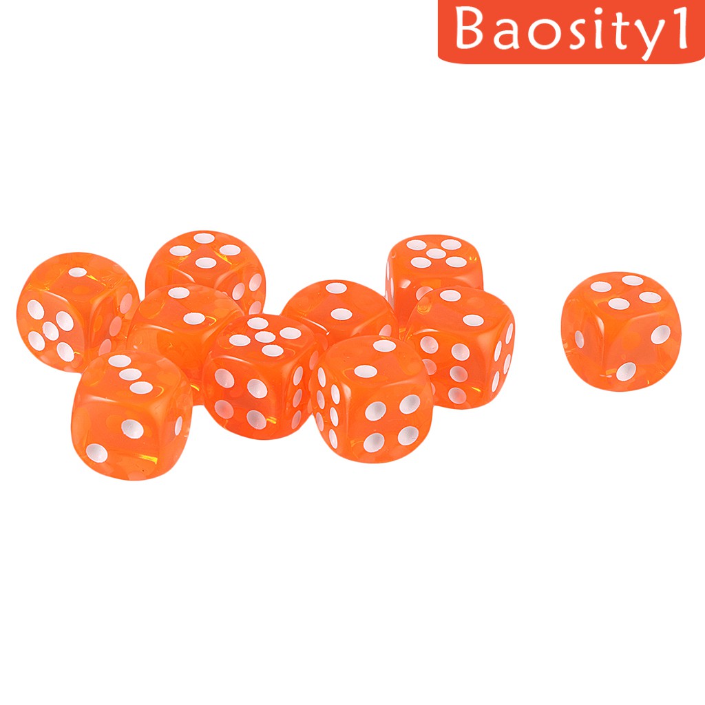 Bộ 10 Xúc Xắc Acrylic Sáu Mặt D6 Dùng Chơi Game Màu Xanh Dương