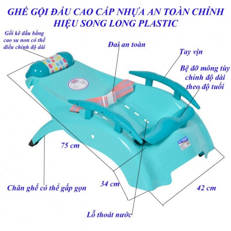 Ghế nằm gội đầu cho bé có tay vịn tặng kèm gáo gội đầu)