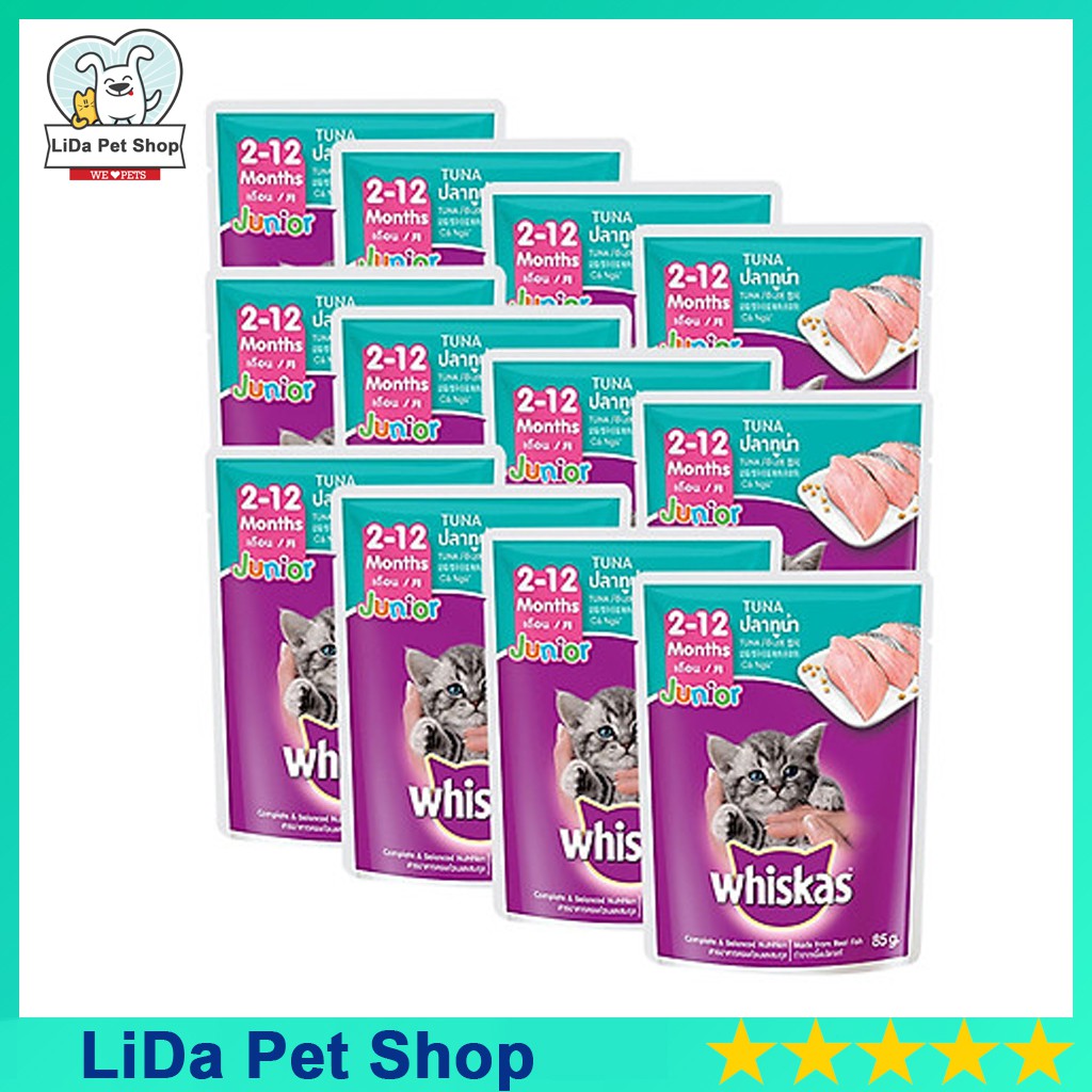 Combo 12 gói Pate whiskas cho mèo con vị cá ngừ - Lida Pet Shop