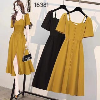 Đầm đi tiệc bigsize cổ yếm nhiều nút 16381