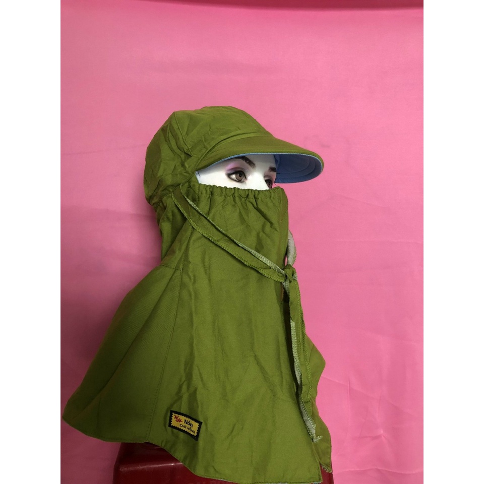 Khẩu trang nón Dy Ngọc chất liệu cotton màu thoáng mát đội kèm mũ bảo hiểm thích hợp mọi thời tiết