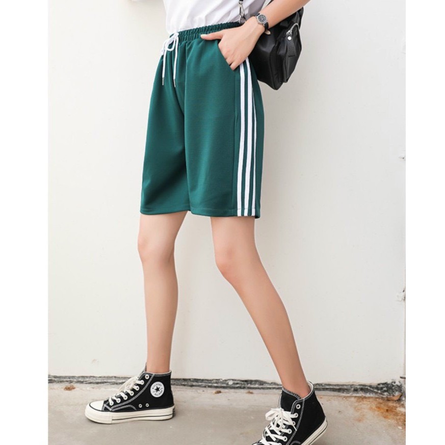 &lt;FREE SHIP&gt; Quần short nam nữ 3 sọc vải nỉ dày dặn (s.3s)
