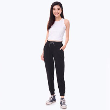 Quần Jogger Len Tăm VIETSTAR Quần Jogger Nữ Bo Gấu Lưng Thun 2 màu Đen Xám