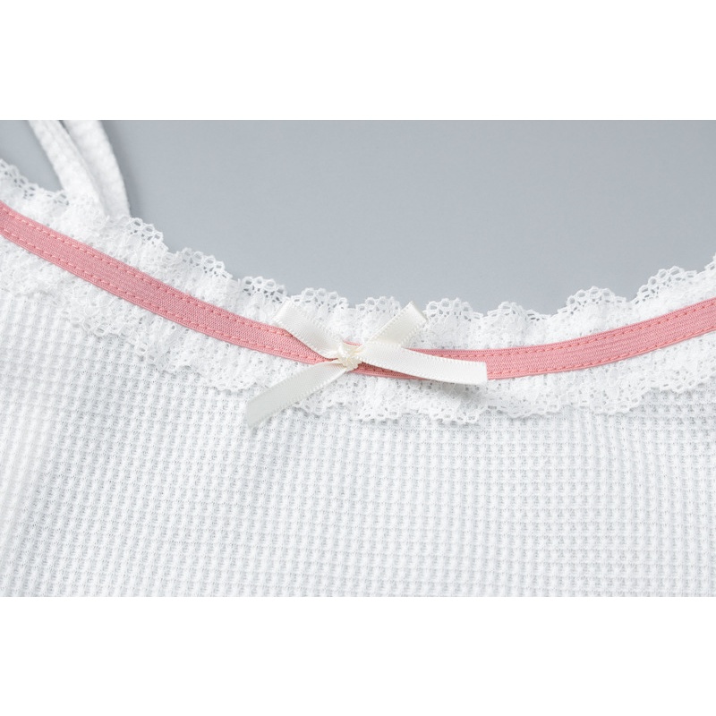 Bộ Áo Liền Quần Hai Dây Phối Ren Hở Lưng Ngọt Ngào Thời Trang Cho Nữ