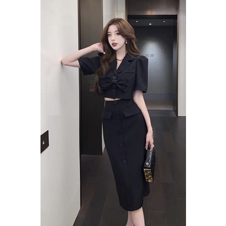 Set váy vest gắn nơ sang chảnh 1249