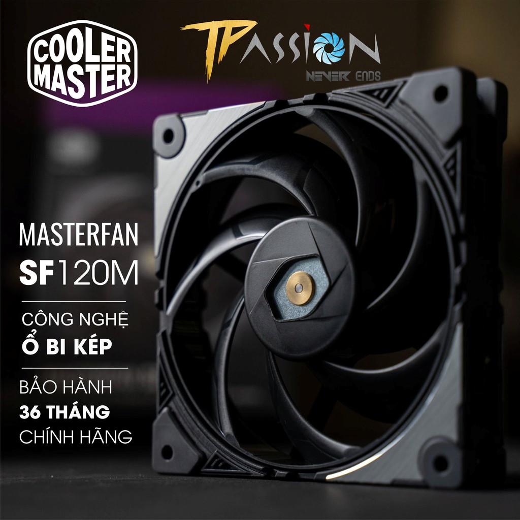 Quạt tản nhiệt Cooler Master MasterFan SF120M - Fan case 12cm 4 Pin PWM, bảo hành 60 tháng chính hãng , cực bền