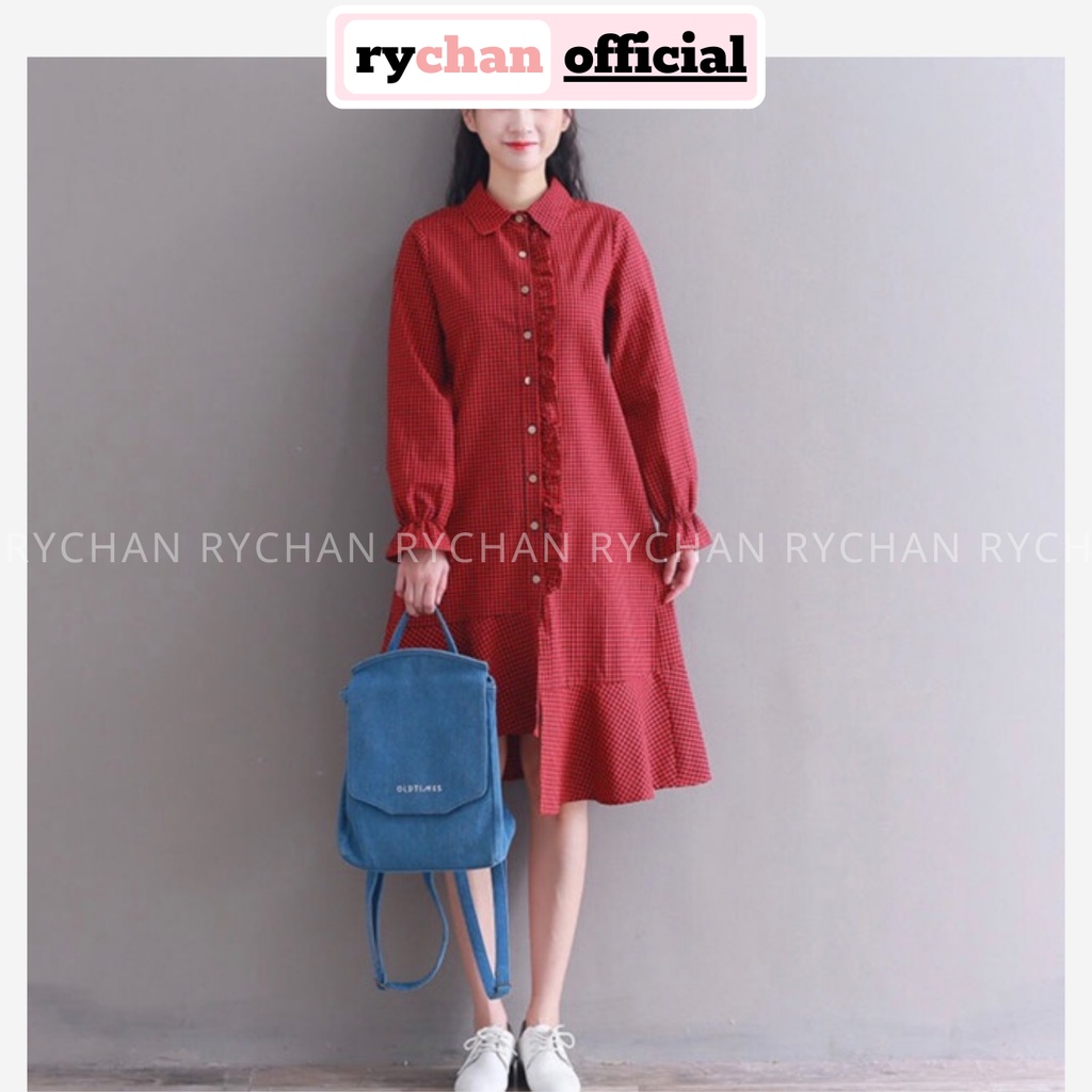Đầm Váy Nữ Đi Chơi Caro Đỏ Phối Trắng Dài Có Túi Cực Hot Trend[ẢNH THẬT CUỐI] - DX9855