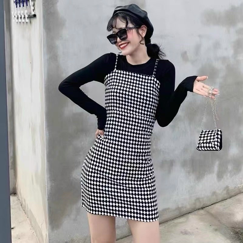 Set váy dạ hàng hai lớp mix áo len tay dài siêu xinh