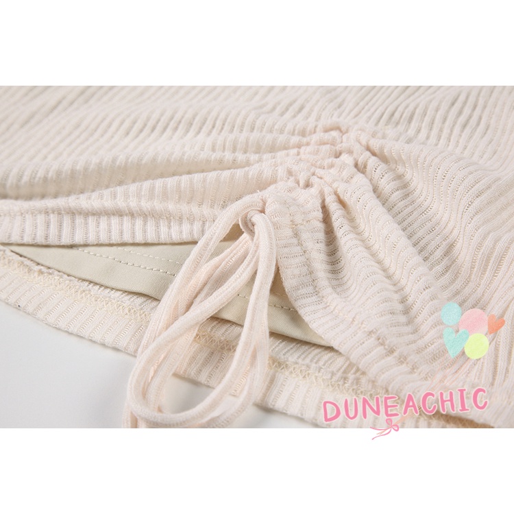 DUNEA Đầm Dài Tay Màu Trơn Thiết Kế Lệch Tà Thời Trang Đường Phố Cho Nữ