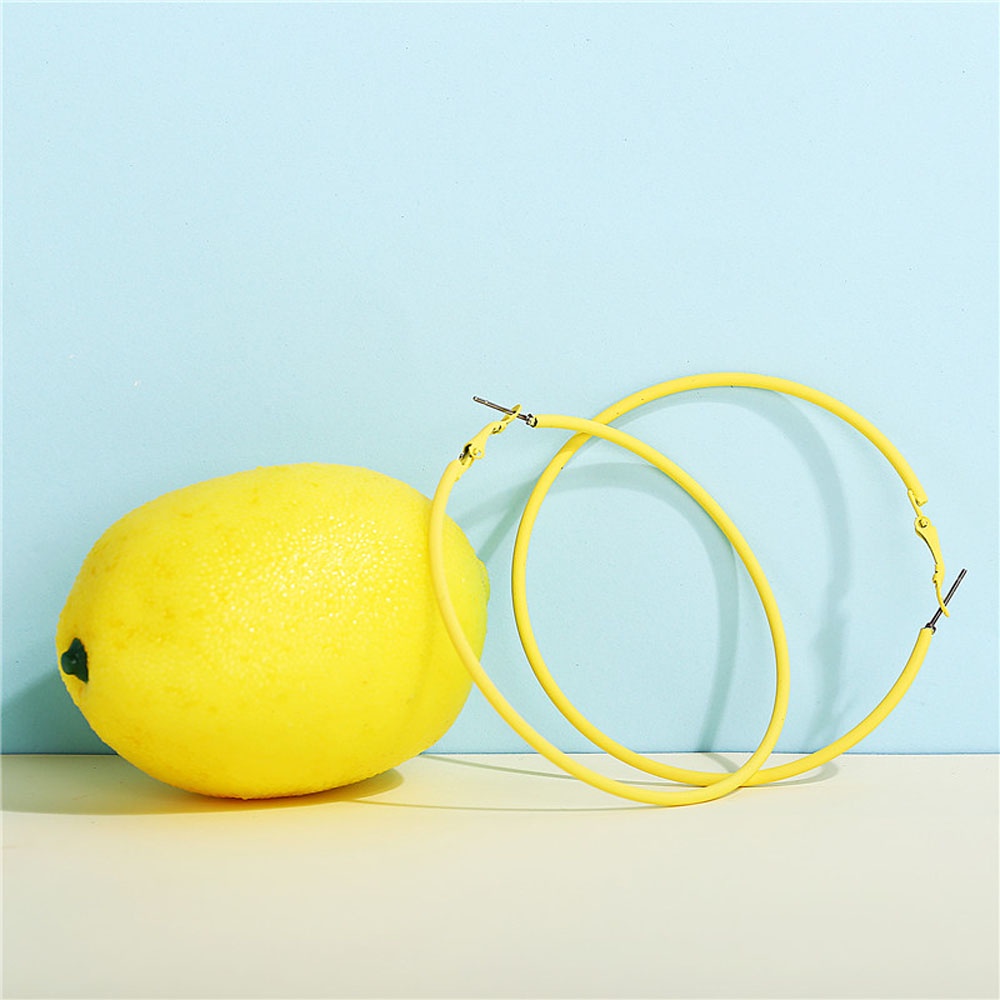 AROMA Classic Hoop Earrings Blue Yellow Green Fashion Accessories Ear Studs Diameter 6CM Women Big Circle Party Wedding Candy Color Jewelry/Multicolor