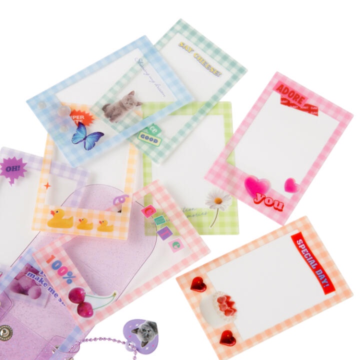 Toploader Decor ARTBOX Hàn Quốc Case Đựng Bọc Card Trang Trí Photocard Polaroid 9 Khung Ảnh Kẻ  Họa Tiết Mèo Poka
