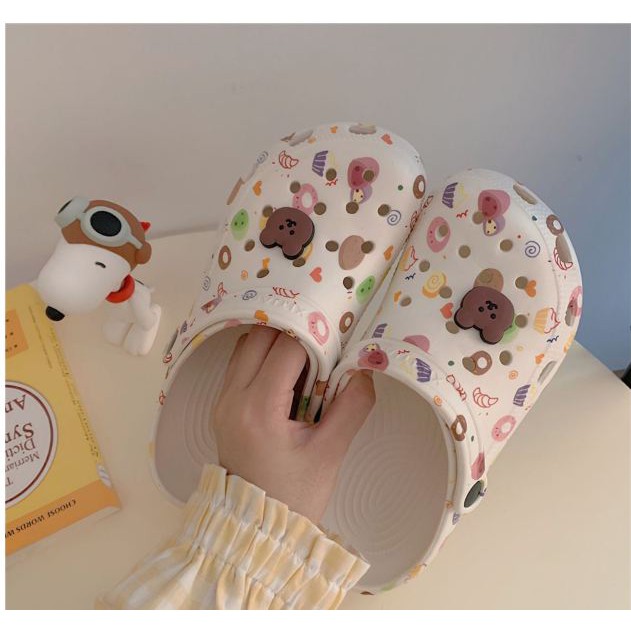 Dép sục nữ Ulzzang kèm sticker gấu - US221 kèm ảnh shop chụp