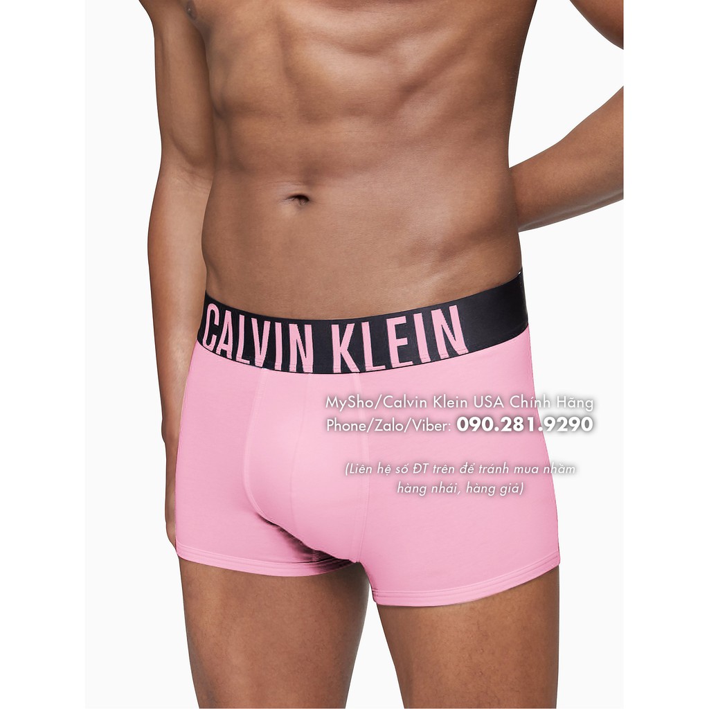 Quần lót nam boxer cạp chữ to, hồng sáng , Intense Power Trunk - Calvin Klein USA