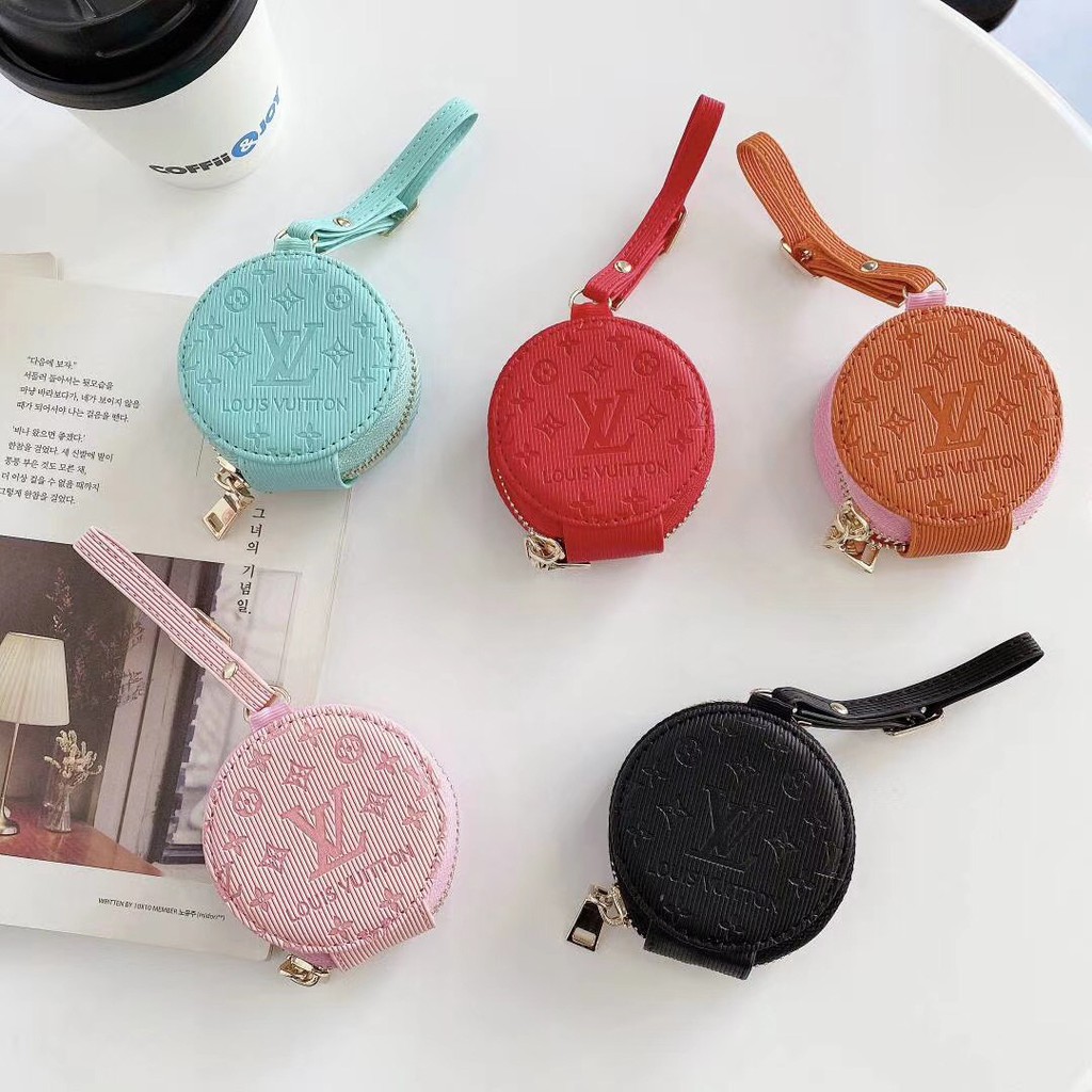Vỏ Đựng Hộp Tai Nghe Hình Tròn Có Khóa Kéo Chống Trượt & Rơi Cho Airpods 1 / 2 / Pro