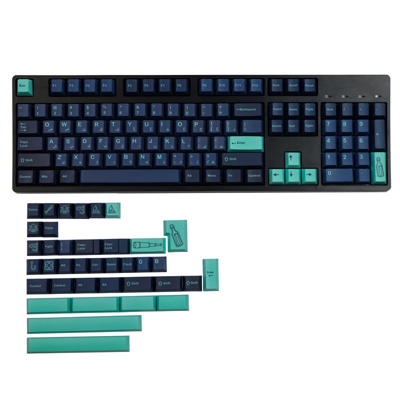 GMK Arabian Sea keycaps, 140 phím keycaps Cherry Profile DYE-SUB Cá nhân hóa GMK Keycaps cho bàn phím cơ