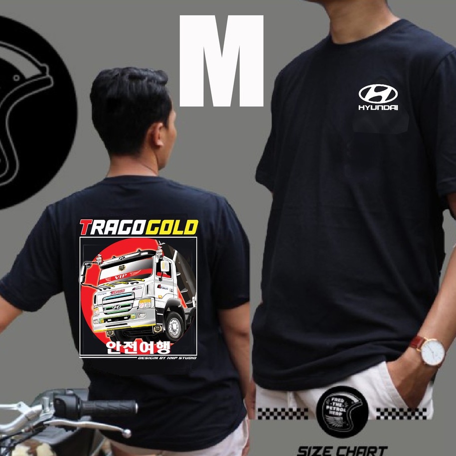 Áo thun xe tải Hyundai Trago Gold, cotton mát 4 chiều, sắc nét chống nhiễm màu | Hà Nội Phố Xe Tải