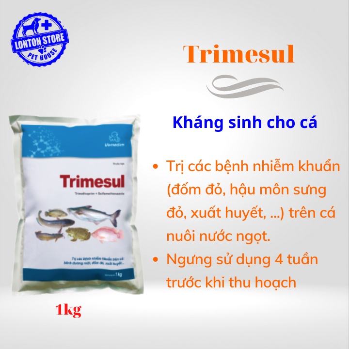 VEMEDIM Trimesul dùng cho nhiễm khuẩn ở cá lươn ốc ếch gói 1kg - Lonton store