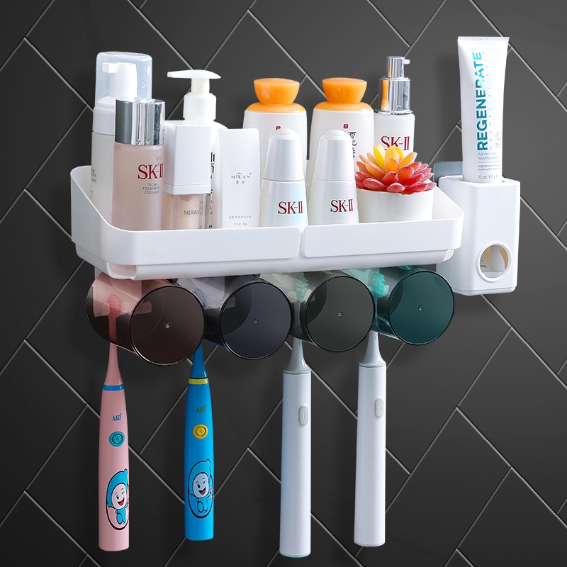 Giá treo bàn chải đánh răng gắn tường không cần khoan tiết kiệm không gian tiện dụng cho phòng tắm