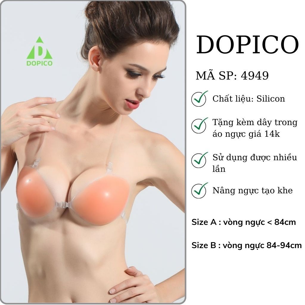 Miếng dán ngực silicon nâng ngực , áo ngực dán cài trước tạo khe quyến rủ DOPICO