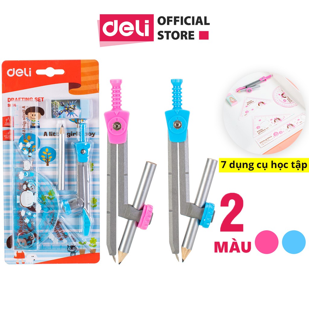 Bộ Dụng Cụ Học Sinh 7 món Vỉ Giấy - 9614 Deli