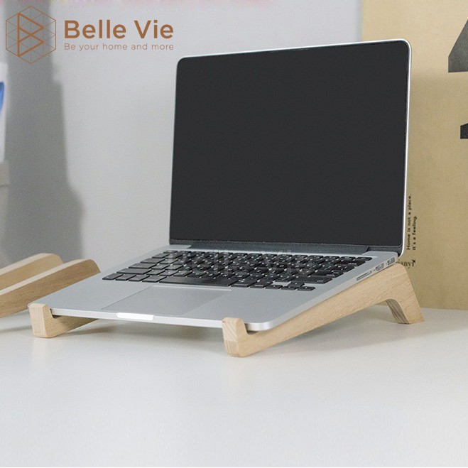 Kệ Để Laptop BELLEVIE Giá Đỡ Laptop, Đỡ Macbook Laptop Để Bàn Chất Liệu Gỗ Tần Bì Cao Cấp