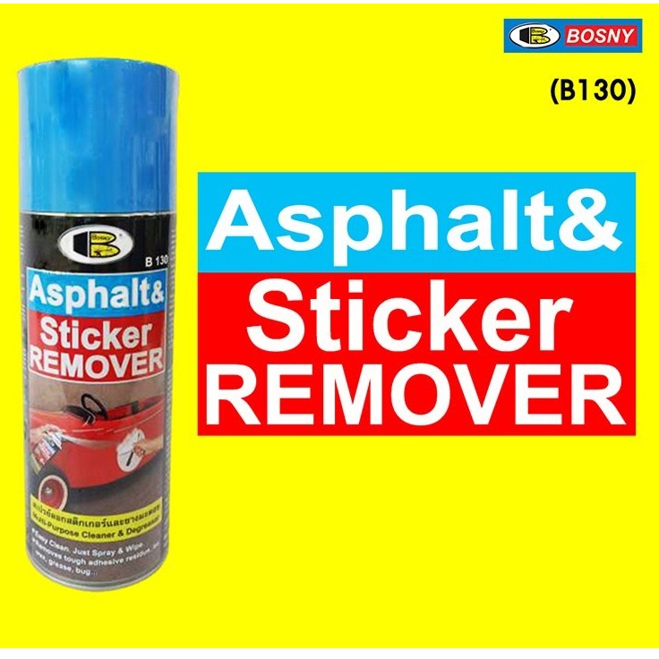 Sơn xịt Bosny Asphalt & Sticker Remover - B130 - Chai xịt tẩy keo, băng dính, keo dán, nhựa đường,..