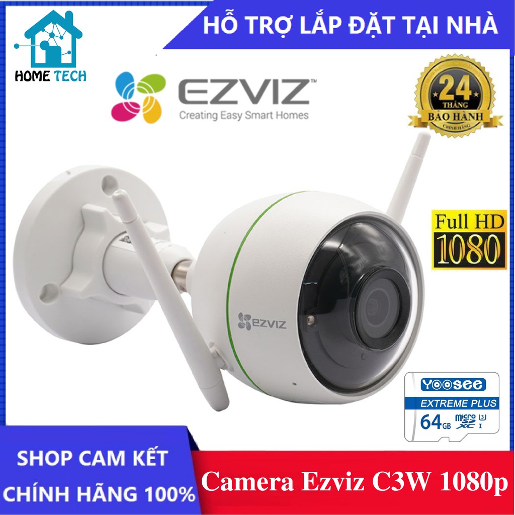 Camera Wifi 2MP EZVIZ C3W 1080P (CS-CV310-A0-1B2WFR) Tích hợp còi báo động, đèn chớp, góc quay rộng