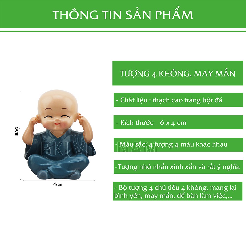 Bộ 4 Tượng Chút Tiểu Bớt Nghe Bớt Nói Bớt Nhìn Trang Trí Xe Hơi, Mang Đến May Mắn Và Tài Lộc Cho Bạn