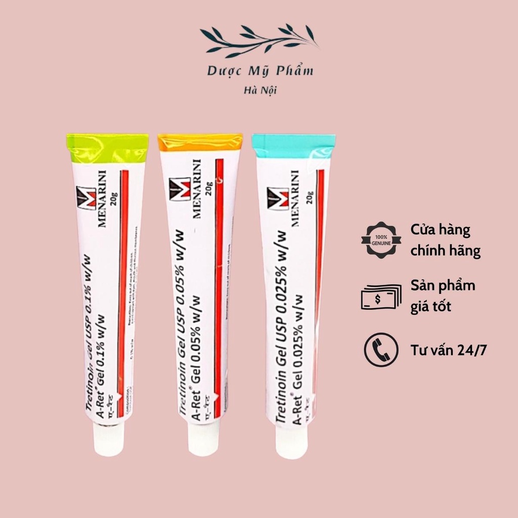 Tretinoin Aret Ấn Độ giúp giảm mụn ẩn mụn đầu đen tái tạo da trẻ khỏe 0.025 0.05 0.1 Gel USP