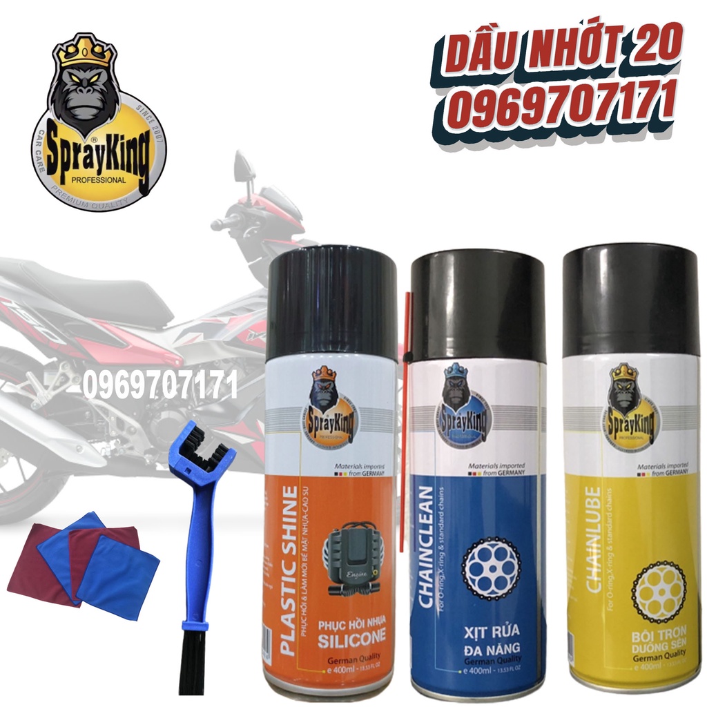 COMBO 3 Chai Dưỡng sên, rửa sên, nhựa nhám Sprayking 400ml