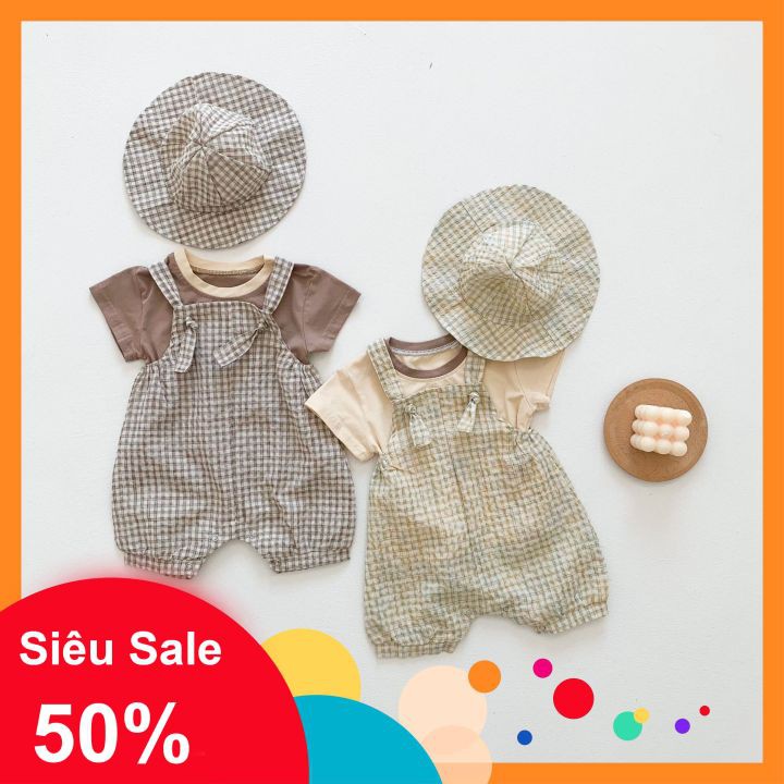 Set Yếm Bé Trai Style Hàn Tặng Kèm Mũ 5 - 15 Kg Vải Thun Mềm Mát Kèm Ảnh Thật