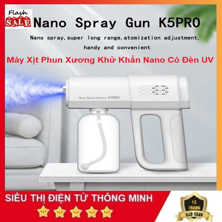 Máy Phun Sương K5PRO, Chuyên Xịt Khử Trùng Cao Cấp, Đèn Tia UV Diệt Khuẩn - Dùng Văn Phòng - Cá Nhân - Gia Đình