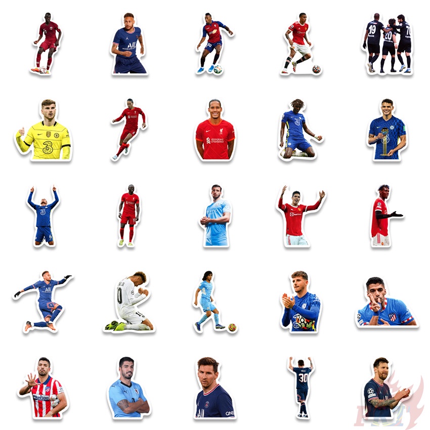 50 Miếng dán họa tiết bóng đá Football Superstar 01 trang trí ván trượt máy tính xách tay thủ công