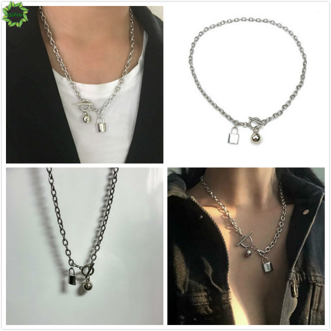 Dây chuyền mặt hình ổ khóa và quả bóng đơn giản cho cặp đôi