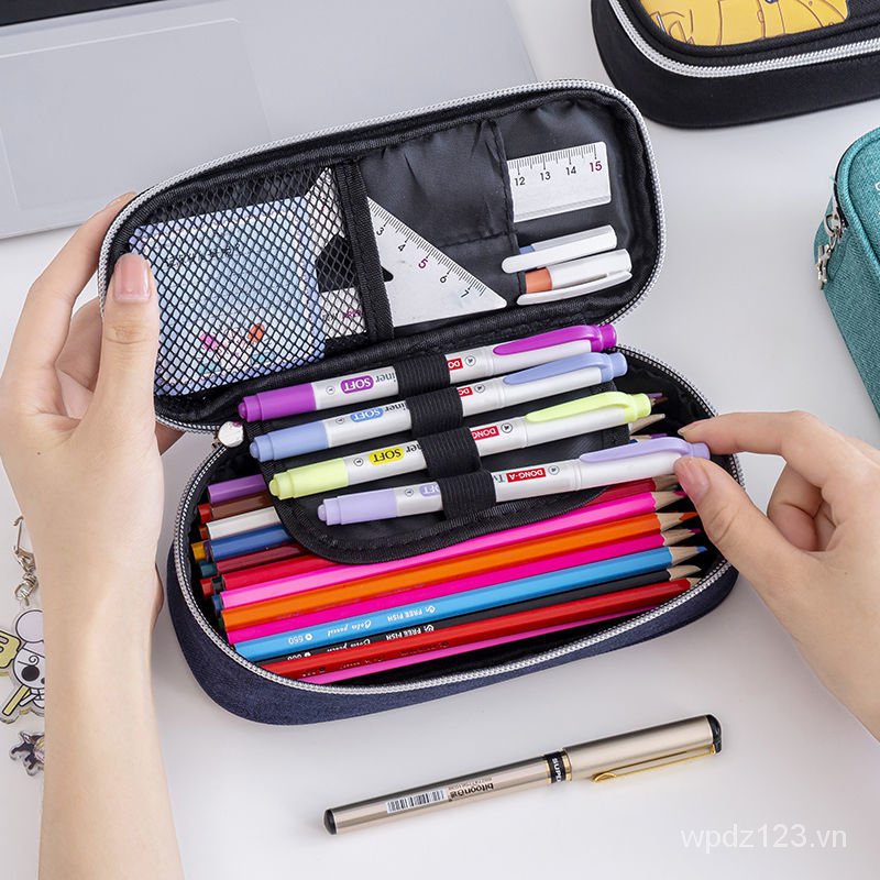 Túi đựng bút bằng vải canvas sức chứa lớn in hình anime One Piece sáng tạo độc đáo cho nam nữ