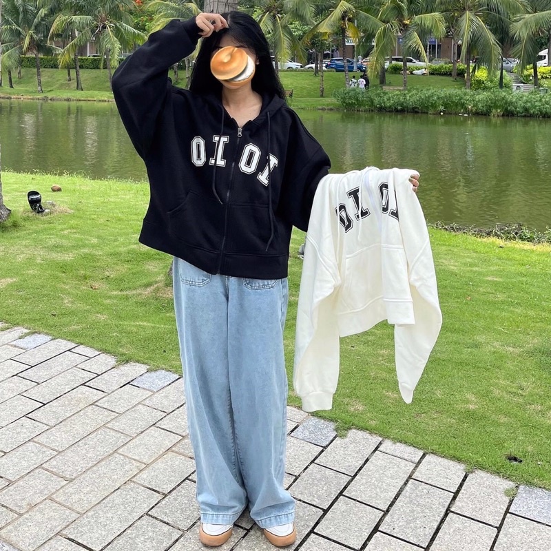Áo Khoác CROPTOP OI OI Form Rộng Hoodie Zip Vải Nỉ Bông Ulzzang Oversize unisex - Yowol.sg