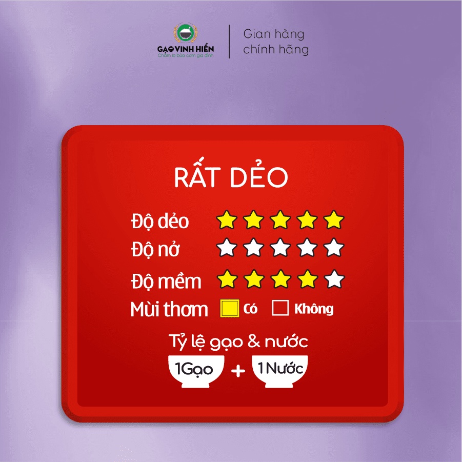 Gạo ST24 Vinh Hiển 2kg - Dẻo thơm nhiều, mềm, ngon cơm.